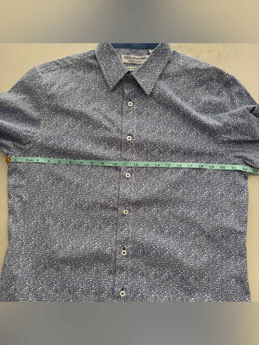Nick Graham Blue White Paisley Print Cotton Long Sleeve Button Up Shirt - Picture 6 of 7